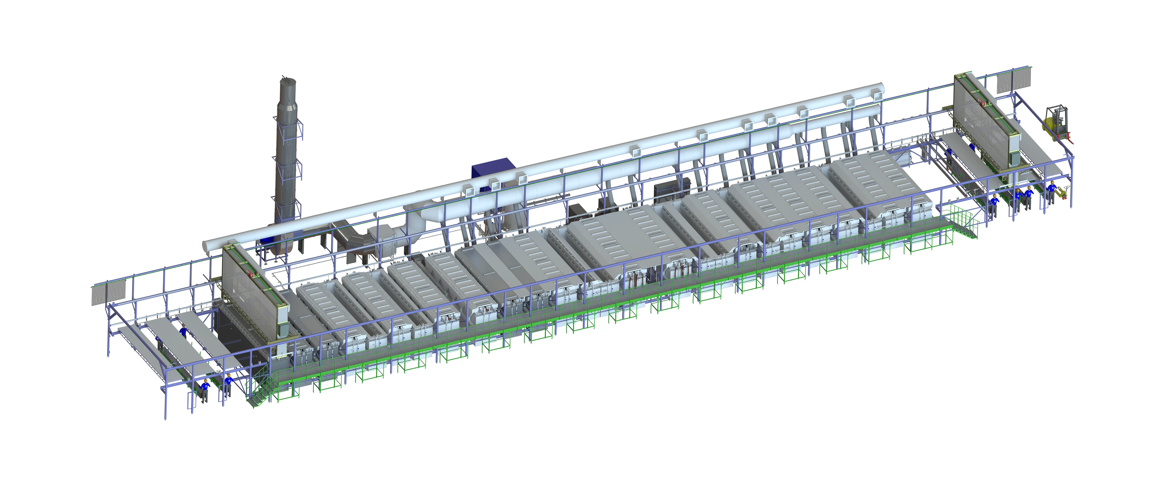 Engineering render of an EVESS automated aluminium anodizing line