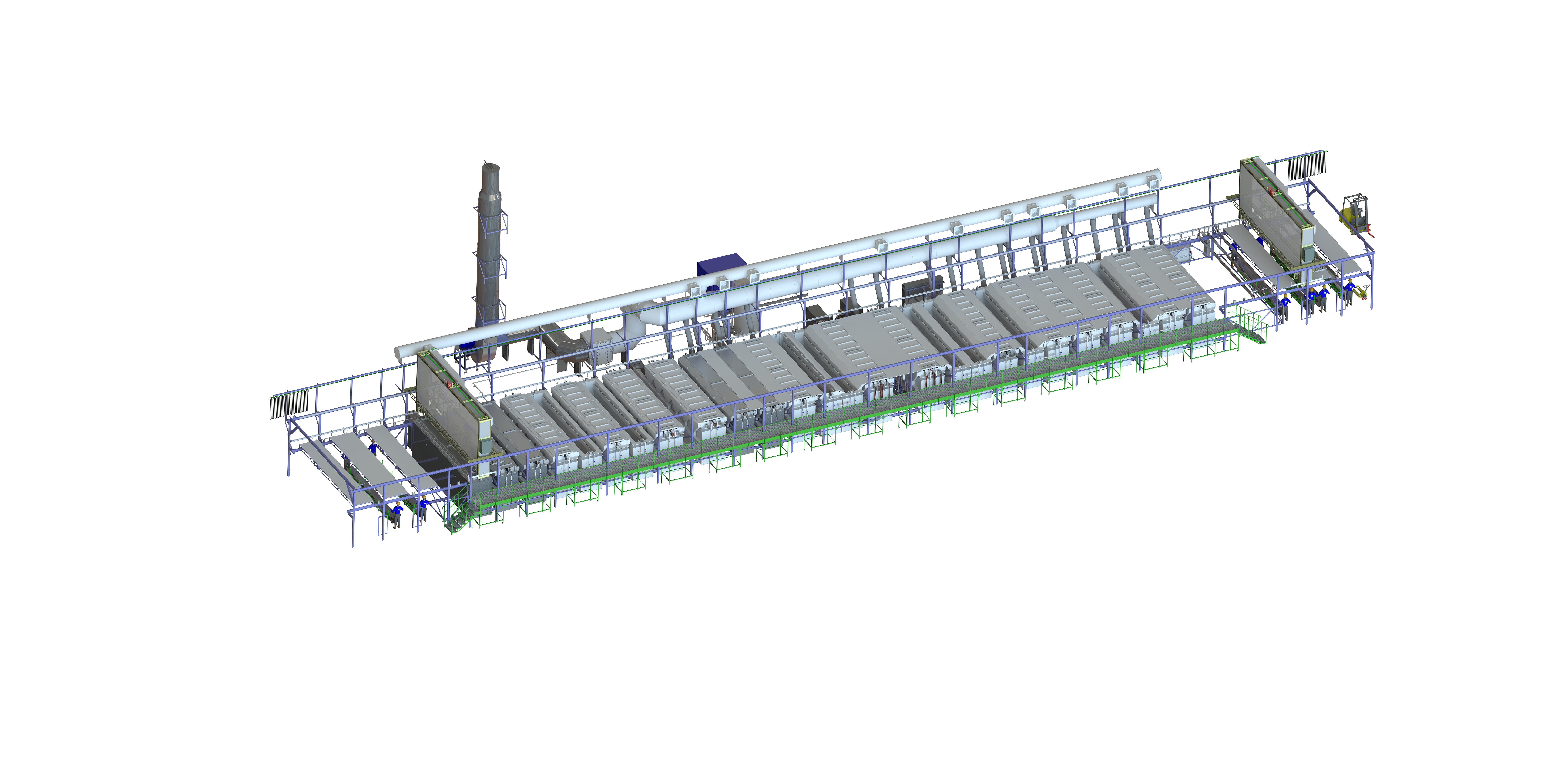 Engineering render of an EVESS automated aluminium anodizing line
